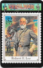Puzzle-pocztówka, 32-karatowy znaczek pocztowy z USA, Robert E.Lee