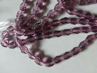 Lot De 150 Perles En Cristal De Bohême Facettées Olive Violet Améthyste - Vintage, Ancien Stock