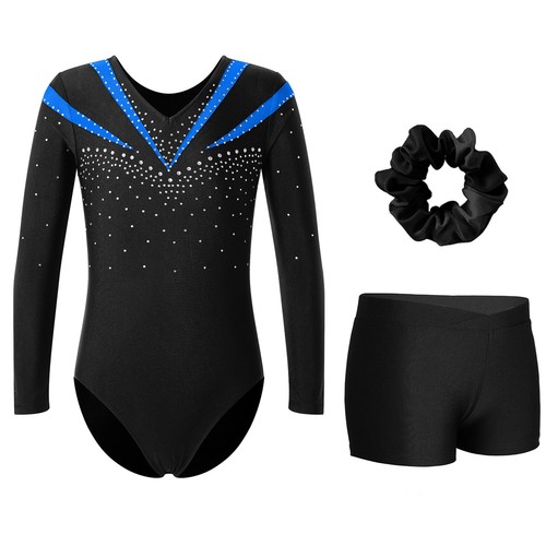 Kids Girls Jumpsuit And Bottoms Fitness Dance Outfit Hair Band Bodysuit Party - Picture 7 of 34