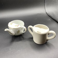 Antique Invalid Feeder White Floral And Two Handle Feeder 2 Feeders