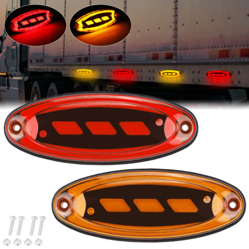 4" Trailer LED Side Marker Stop Turn Signal Light Amber Red Clearance Truck Lamp - Picture 1 of 17