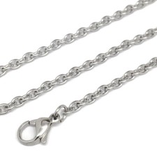 30 Inch Long Mens Silver Stainless Steel Oval Link Necklace Chain 3mm wide
