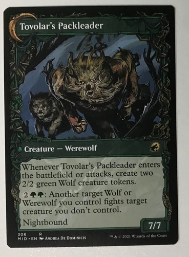TOVOLAR'S HUNTMASTER-PACKLEADER Innistrad Midnight Hunt MTG Magic NM showcase - Picture 2 of 2
