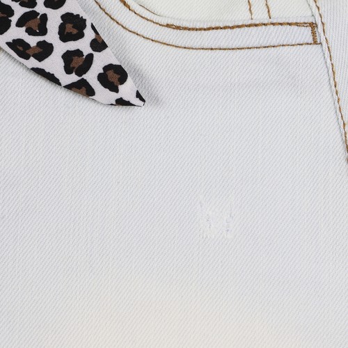 Tractr pantaloncino denim elasticizzato con orlo usurato da bambina con cintura, taglia 8, bianco sporco - Foto 4 di 5
