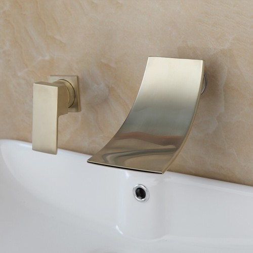 Grifo mezclador fregadero de recipiente de pared de baño grifo de oro cepillado grifo de mango único - Imagen 2 de 8