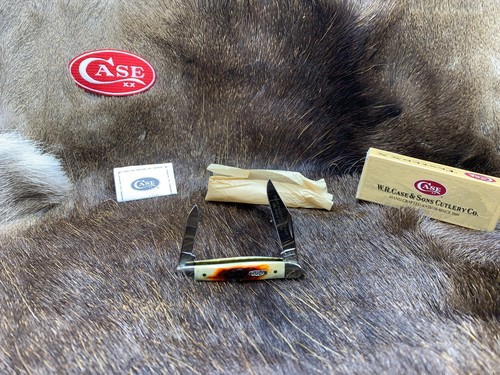 1996 Case R5208 SS Half Whittler Knife With Red Stag Handles Mint In Box P413 - Picture 13 of 24