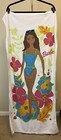 Vintage 2003 BARBIE Brown Hair Floral Beach Towel 28x54