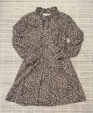 LOFT Women’s Long Sleeve Tan And Brown Animal Print Dress Size 10