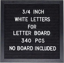 Felt Letter Board Letters Set - Pre-Cut 340pcs 3/4 Inch White 0.75 