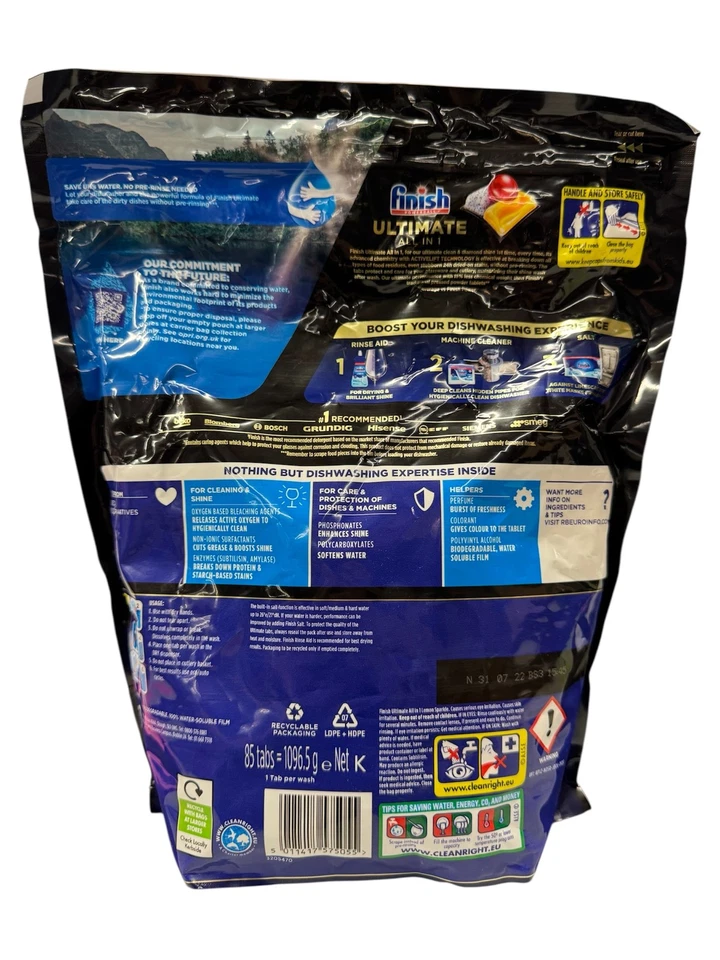 2x Finish Ultimate All-in-One-Spülmaschinentabs | Zitrone | 2x 85 Tabs, Neu - Bild 3 von 4