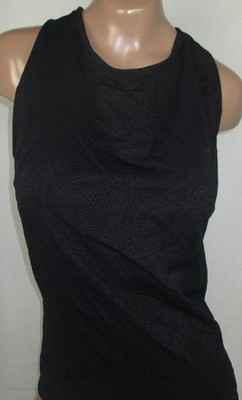 LANDS END Black Paisley Texture High Neck Tankini Swimsuit Top Womens 14 DD-cup