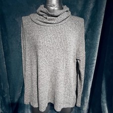 Anthropologie Saturday Sunday M/L Gray Oversized Drapey Turtleneck Sweater