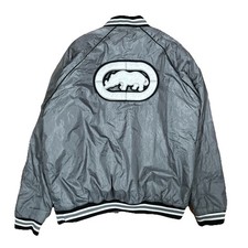 Vintage Ecko Unltd Rhino Jacket Grey Size Large USA 90s Y2K Skater Hip Hop FLAWS