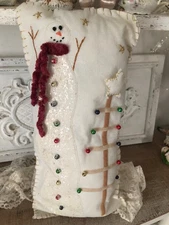 Vintage Tall Snowman Christmas Pillow Snowman Decor