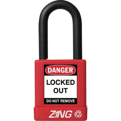 Zing 7030 Lockout Padlock, Keyed Different, Aluminum, Red, 1 1/2 In Shackle