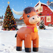 6FT Highland Cow Inflatables Christmas Spring, Farm Ranch Blow up Animals Cute H