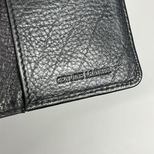 Genuine Leather w/Leather Ruffle Accent Bifold Black Wallet & Zipper Coin Purse - Picture 20 of 24