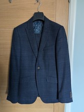Burton Menswear Slim Fit Stretch Two Piece Suit- 36S- Blue Check