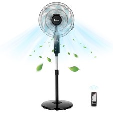 16" Pedestal Fan with Remote for Bedroom, Living Room, Adjustable Height 3 Speed