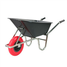 KCT 110L BLACK WHEELBARROW GARDEN HEAVY DUTY LARGE PLASTIC WITH SOLID WHEEL TYRE