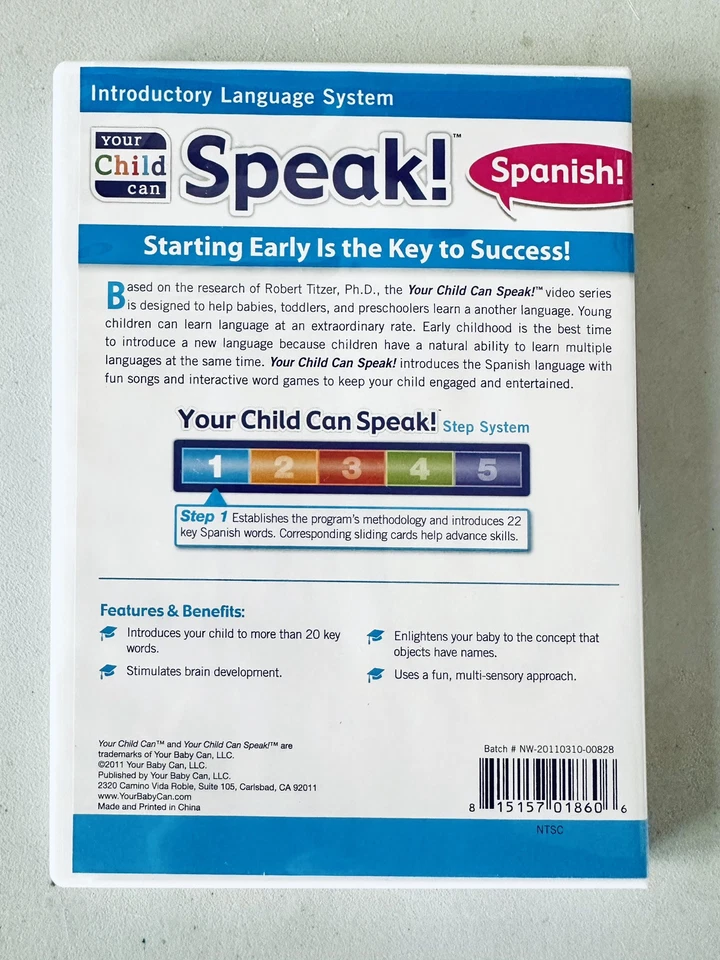 ¡Tu hijo puede hablar! ESPAÑOL! Juego de DVD (paso 1-5) sistema de lenguaje introductorio Foto 3 de 4