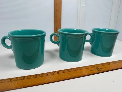 Fiesta Ware Coffee Cup Mug Tom and Jerry HLC O Ring Handle Turquoise Fiestaware
