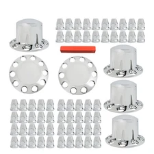 Chrome Semi Truck Hub Cover Wheel Axle Covers Center Caps With 33mm Lug Nut