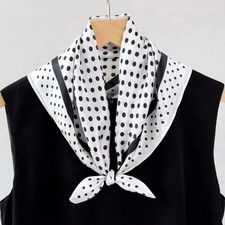   White Polka Dots Paisley Print 100 Mulberry Silk Shawl Scarf Necktie Kerchief
