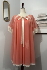 Vintage Lady Irene chiffon with Lace detail Babydoll Nightgown Robe Set.