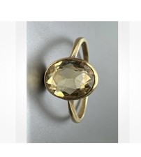 Antique Citrine Oval 18ct Yellow Gold Solitaire Ring Size S 1/2