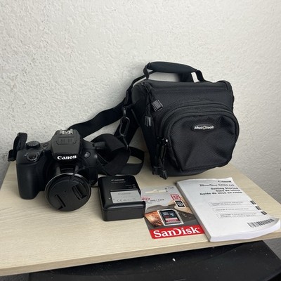 Canon PowerShot SX60 HS Digital Camera 16.1MP Case Battery Card TESTED WORKS