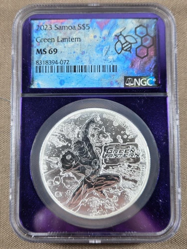 2023 GREEN LANTERN 1OZ SILVER - NGC MS69 JUSTICE LEAGUE $5 SAMOA