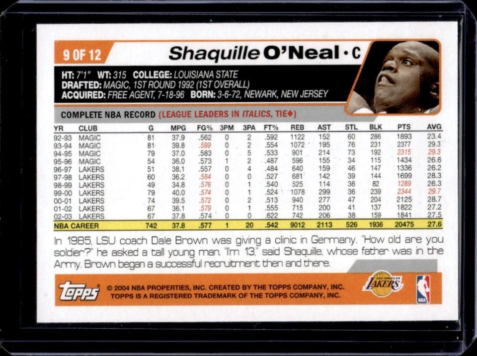 2004 Press Pass National Trading Card Day Shaquille O'Neal #9 Lakers - Image 2 of 2