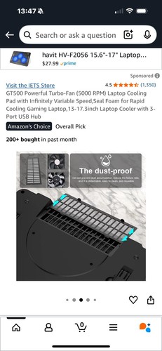 IETS GT500 Powerful Turbo-Fan (5000 RPM) Laptop Cooling Pad - 第 5/7 張圖片