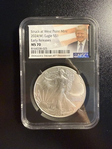 New Listing2024 (W) $1 American Silver Eagle NGC MS70 ER Trump Label Retro Core Election Yr