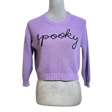 Old Navy Girls Sweater 6-7 Years 6-7 Purple Spooky Halloween Crew Neck Fall
