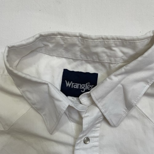 Camicia jeans Wrangler uomo XL bianca perla snap manica lunga western abbigliamento da lavoro - Foto 3 di 10