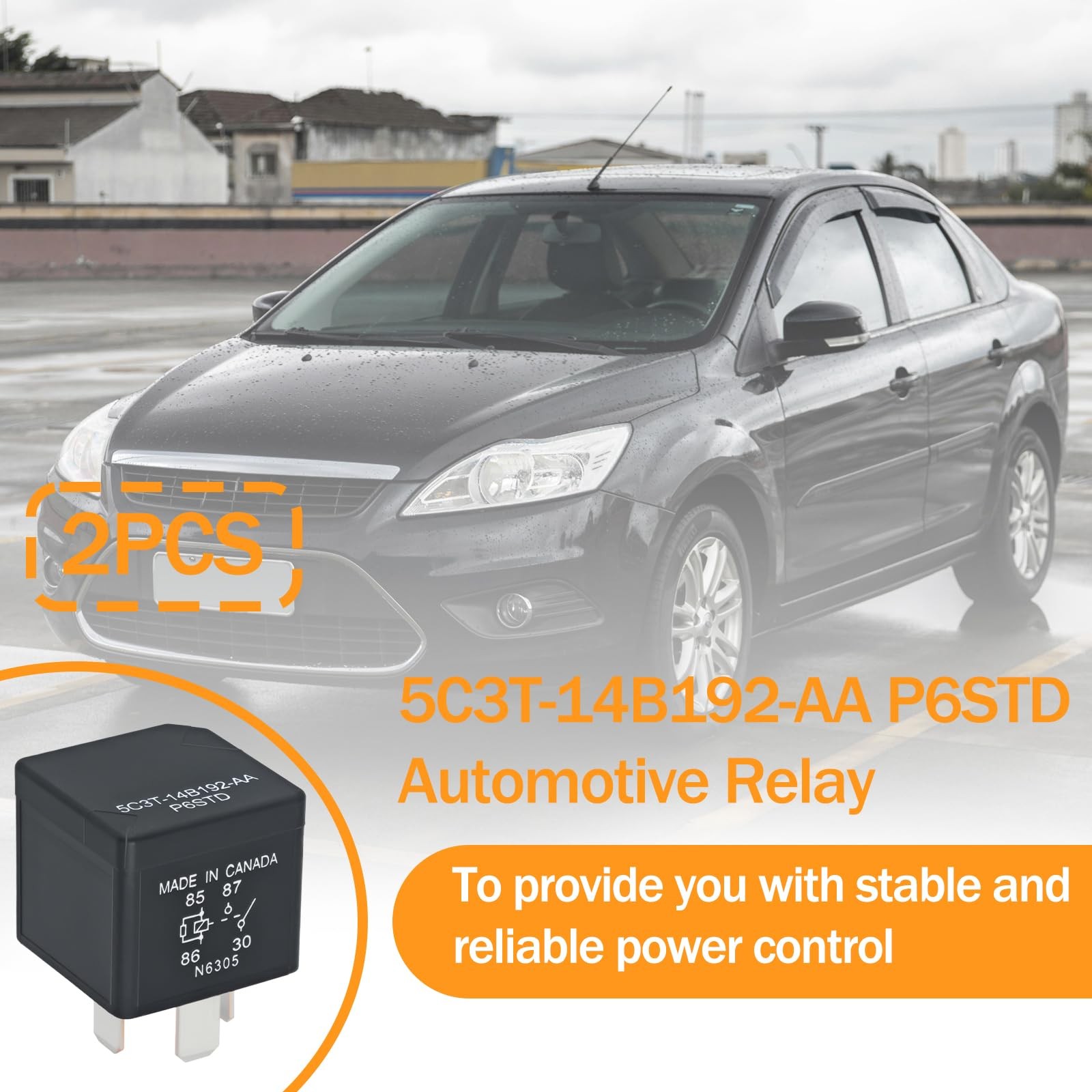 5C3T-14B192-AA P6STD Automotive Power Relay (Pack of 2) – 12V 40A 4-Pin SPNO ...