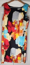Chetta B Sheath Dress Size 14 Sleeveless Vibrant Watercolor Floral Fully Lined