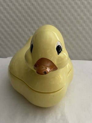 Ceramic Yellow Duck Dish Vintage Signed NSM.  Cute Addition To Your Home