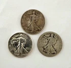 LOT OF 3 - 90% Silver Walking Liberty Half Dollars Circulated (Four Coins)