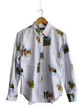 COMME des GARCONS HOMME DEUX Long Sleeve Shirt XS Cotton WHT Stripe DM B037