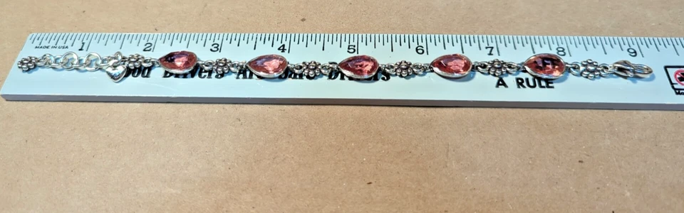 Pulsera Brighton Plata Flores Piedras Rosas Corazones Clásicos 9' Foto 4 de 4