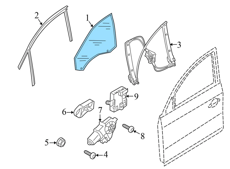 2011-2014 AUDI Q5 8R - Front Right DOOR Window Glass 8R0845202C - Image 2 of 4