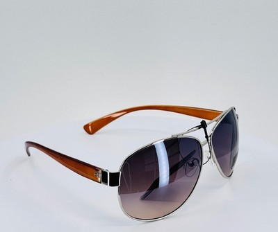 GISELLE 8GSL28143 GOLD BROWN Mens Classic Aviator Full Rim Sunglasses Amber Lens