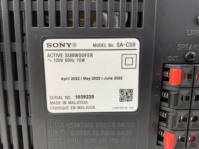 Sony SACS9 Active Subwoofer 10in. - Black for sale online | eBay