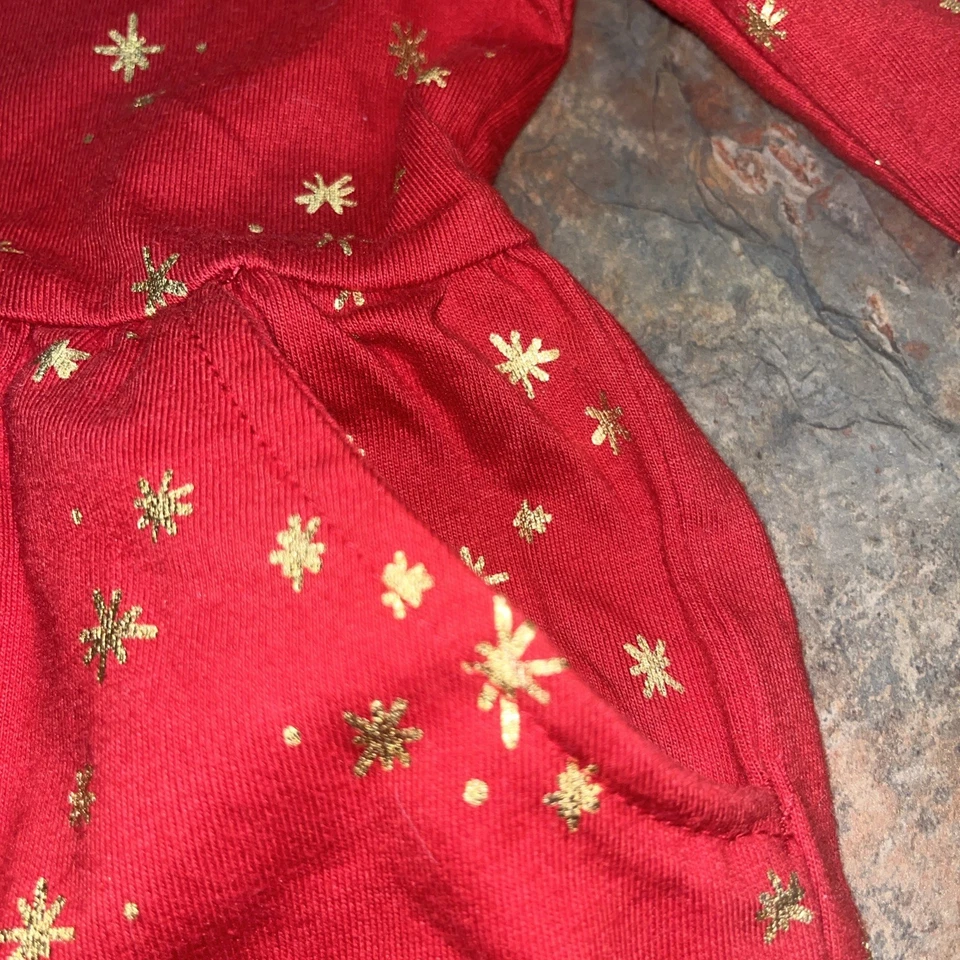 Vestido de vacaciones 2T. Copos de nieve rojos con dorados cálidos y cómodos Foto 3 de 4