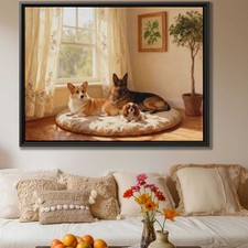 Oil Painting Dog Canvas Print German Shepherd Corgi Pet Lovers Living Room Decor