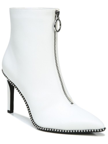BAR III Womens White Ball Chain Front Zip Ring Pull Briget Booties 10 M