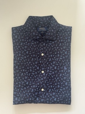 Polo Ralph Lauren Navy Blue Flower Pattern Shirts Slim Fit US Men Size L